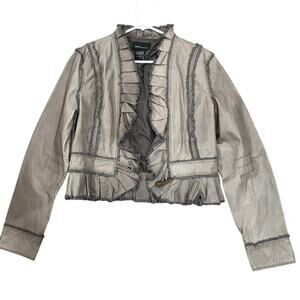 MODA International  Leather ruffled cropped jacket L Victoria Secret whimsygoth
